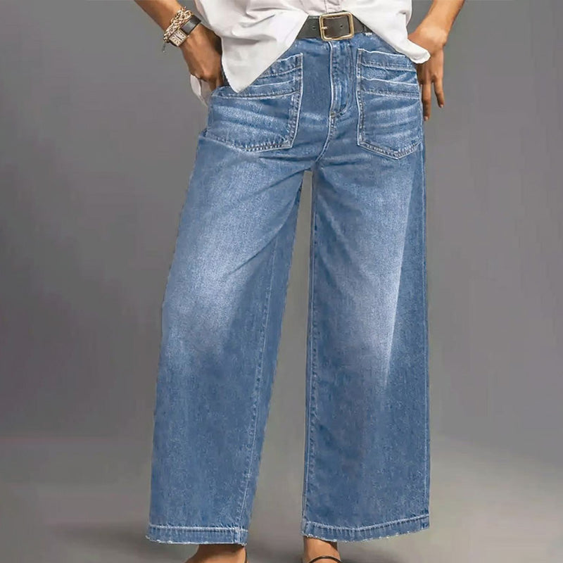 Rexelle - High Waist Wide Leg Denim Jeans | Comfort & Modern Style