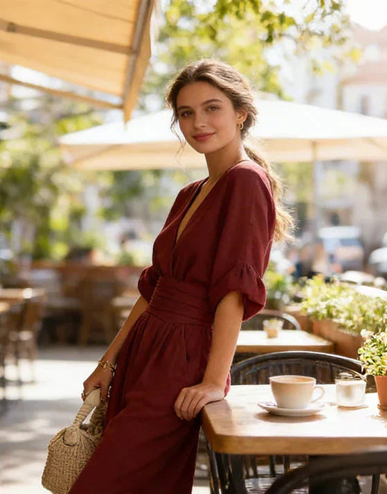Daniela - Combinaison élégante à décolleté en V et jambes larges