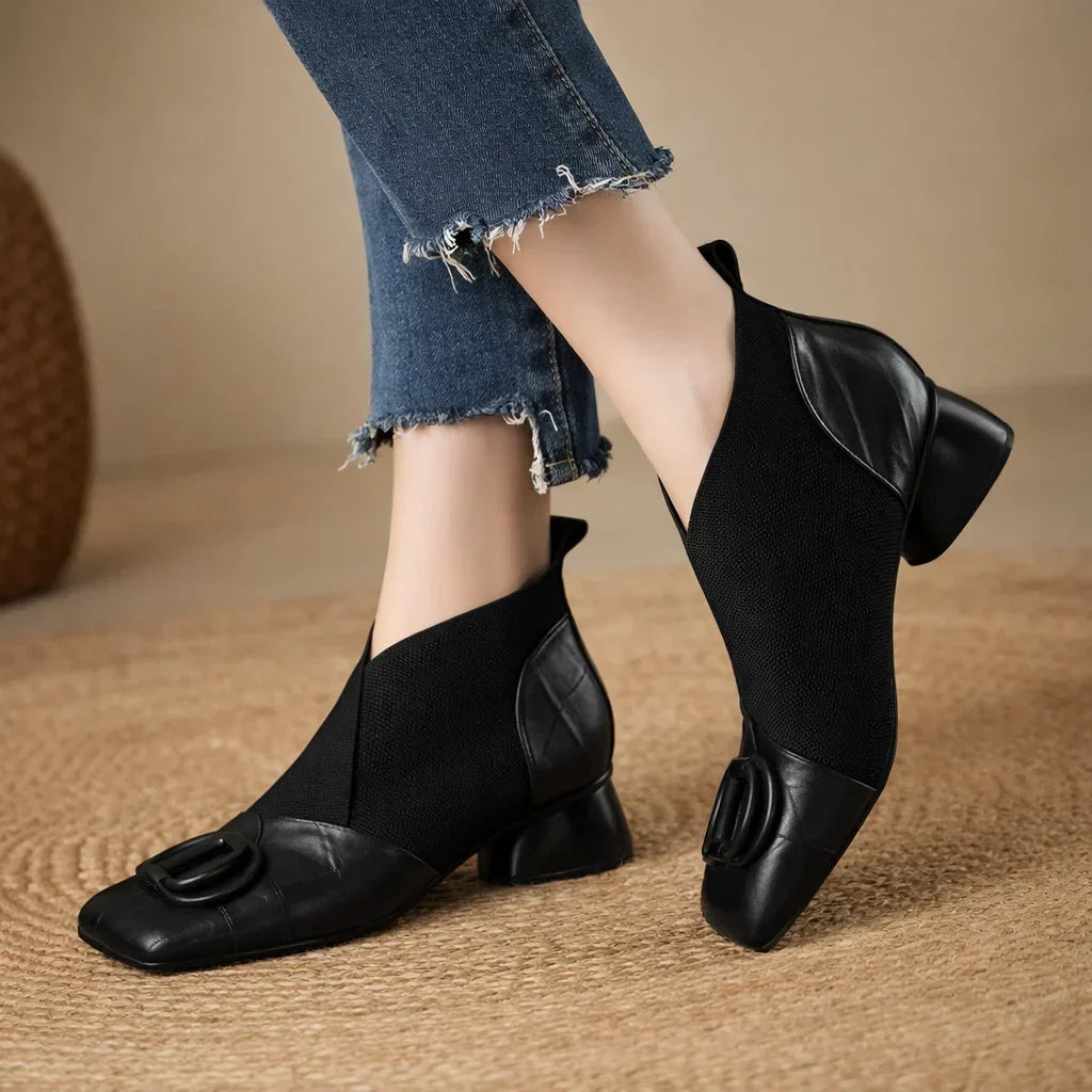 Sloane™ | Leather Stretch Ankle Boots