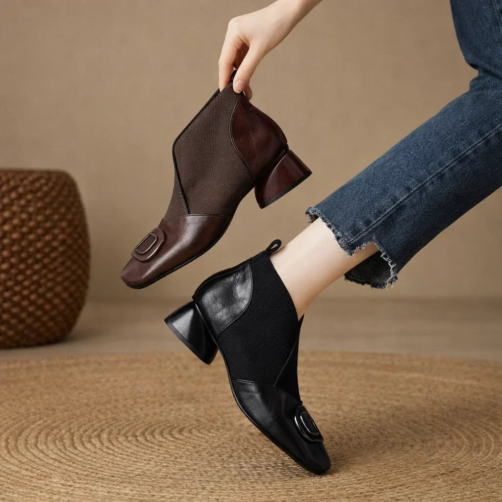 Sloane™ | Leather Stretch Ankle Boots