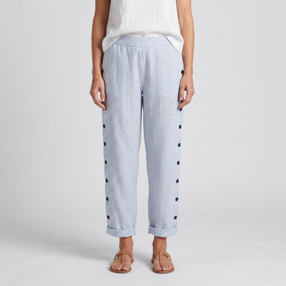 Tess | Striped Panel Button Trousers